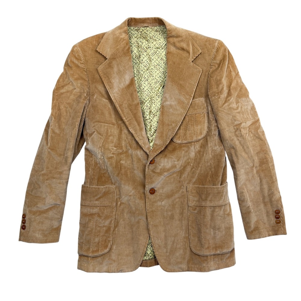 Sears Blazer Mens 42L Tan Corduroy Vintage 2-Button Sport Coat 3496